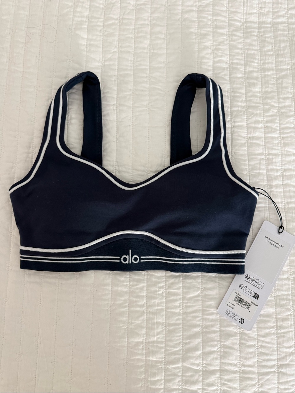 Alo Navy heart throb bra XS